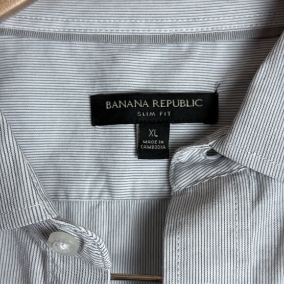 Banana Republic‎ Dress Shirt Mens Extra Large Slim Fit Long Sleeve Grey Gray - Picture 4 of 9